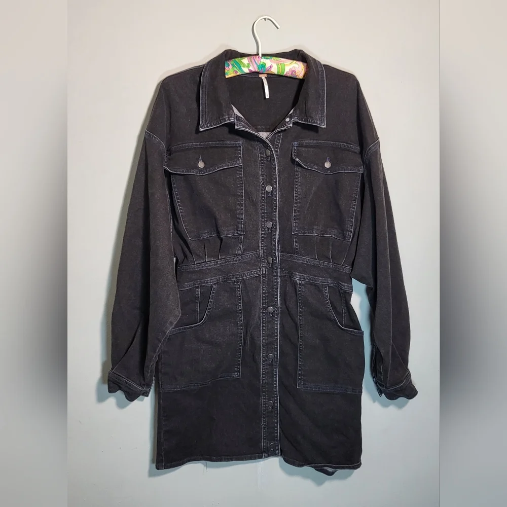 Free People Black Denim Mini Dress - Picture 10 of 11